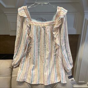 AK:  NWT Chaps "Paige" Beach Stripe Top Sz L